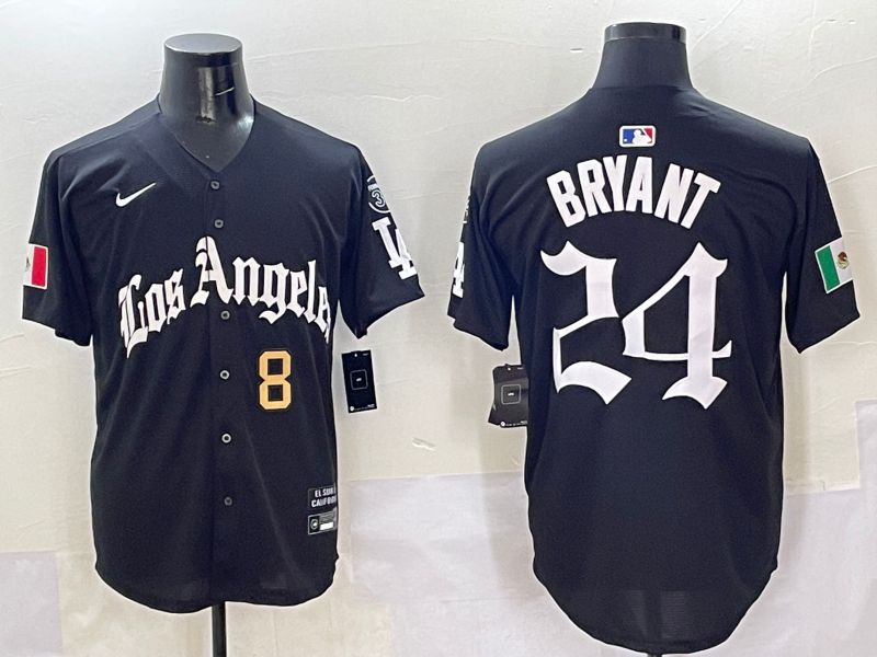 Men Los Angeles Dodgers #24 Bryant Black Five generations Joint Name 2025 Nike MLB Jersey style 7